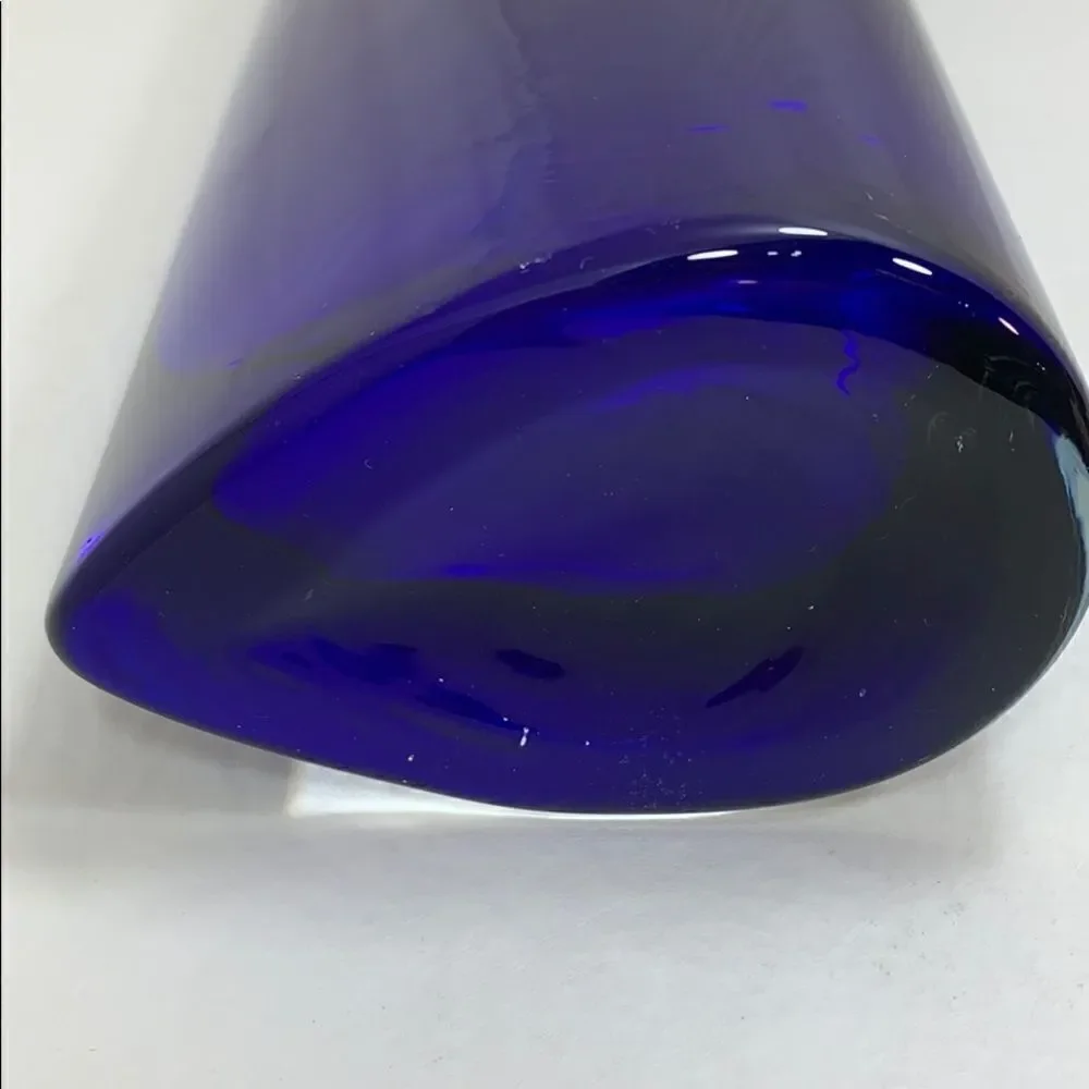 Crystal Legends Vase By Godfinger Silver Art Hand-cut Colbalt Blue Side Slant